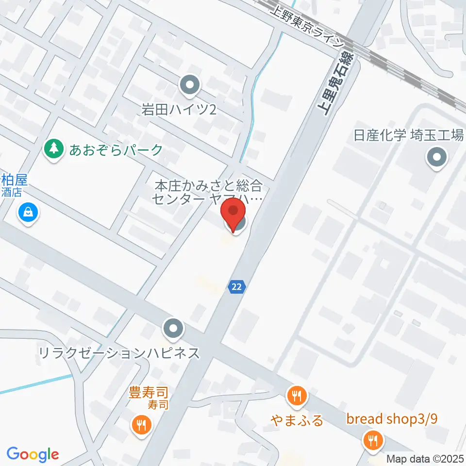 本庄かみさと総合センター ヤマハミュージック周辺のホテル一覧地図