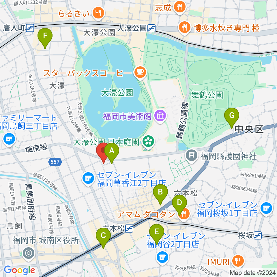 アルト・クレフ大濠周辺のホテル一覧地図