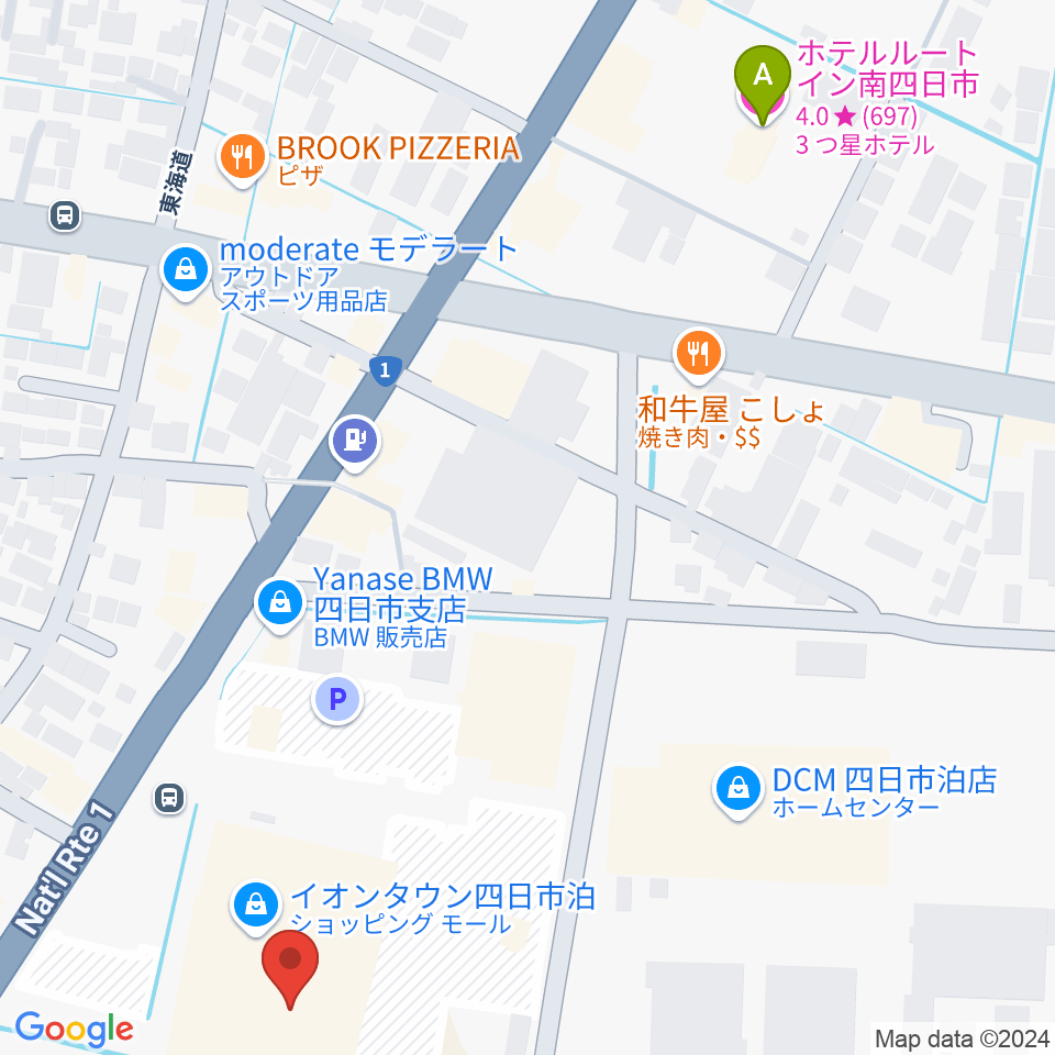 島村楽器イオンタウン四日市泊店周辺のホテル一覧地図