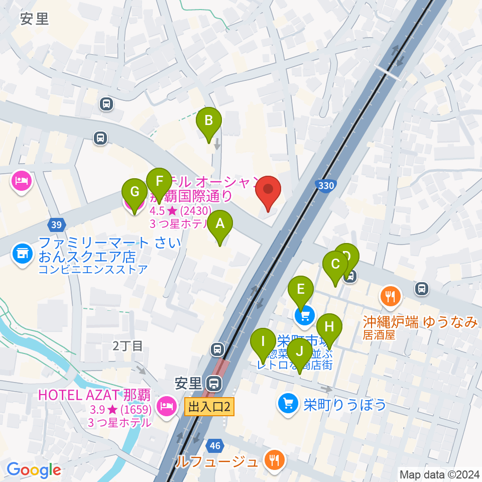 西部ピアノ 沖縄工房周辺のホテル一覧地図