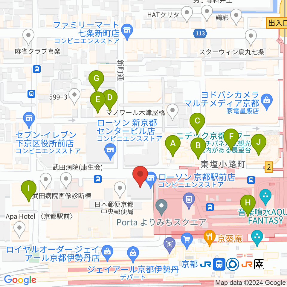 JEUGIAハーモニーステーション京都駅前周辺のホテル一覧地図