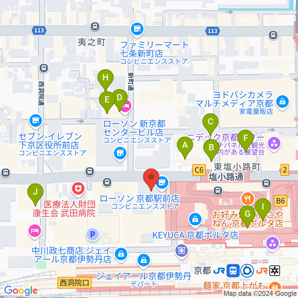 JEUGIAハーモニーステーション京都駅前周辺のホテル一覧地図