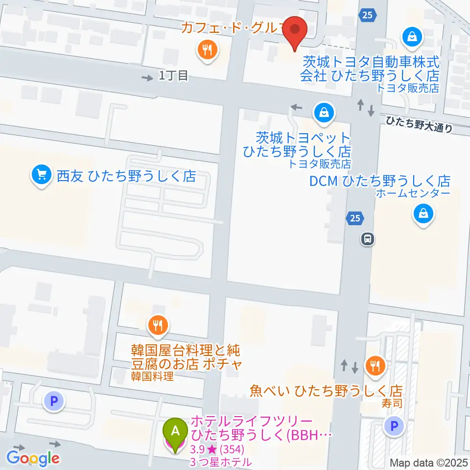 ひたち野うしく総合センター ヤマハミュージック周辺のホテル一覧地図