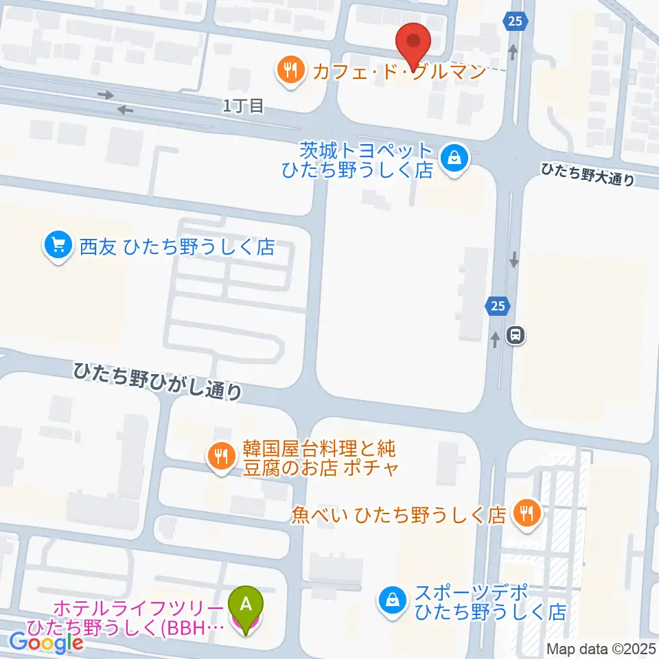 ひたち野うしく総合センター ヤマハミュージック周辺のホテル一覧地図