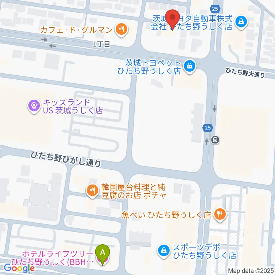 ひたち野うしく総合センター ヤマハミュージック周辺のホテル一覧地図