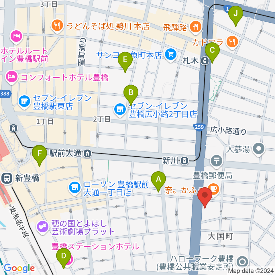 オリエント楽器 豊橋店周辺のホテル一覧地図