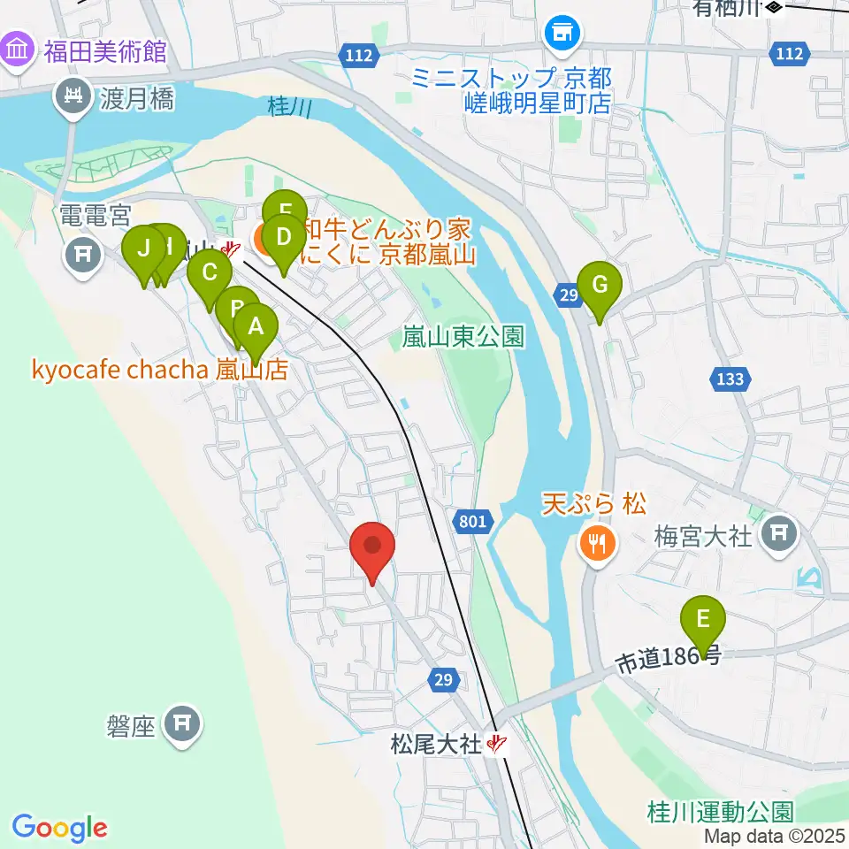 嵐山おんがく教室周辺のホテル一覧地図
