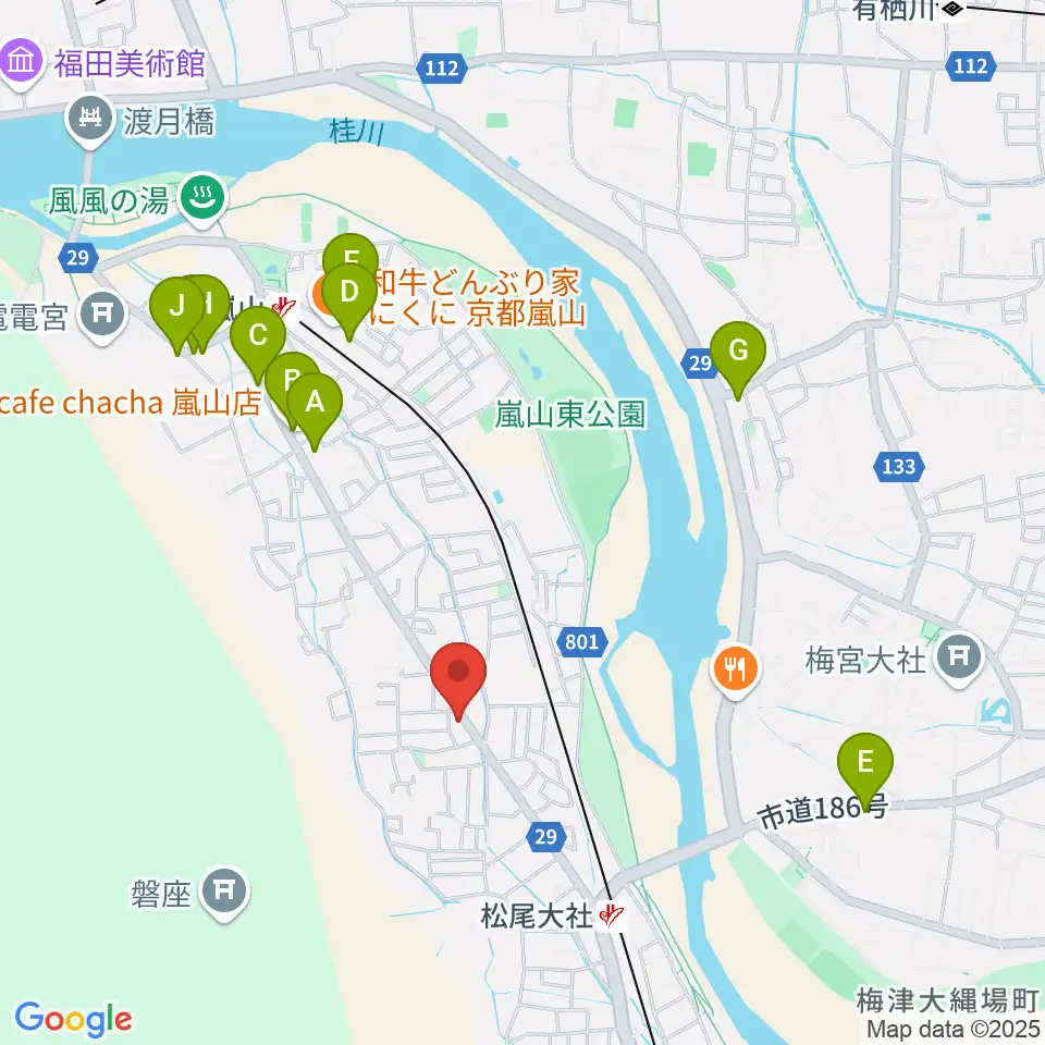 嵐山おんがく教室周辺のホテル一覧地図