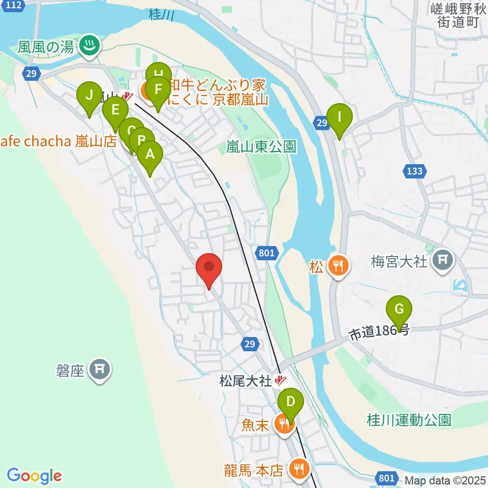 嵐山おんがく教室周辺のホテル一覧地図