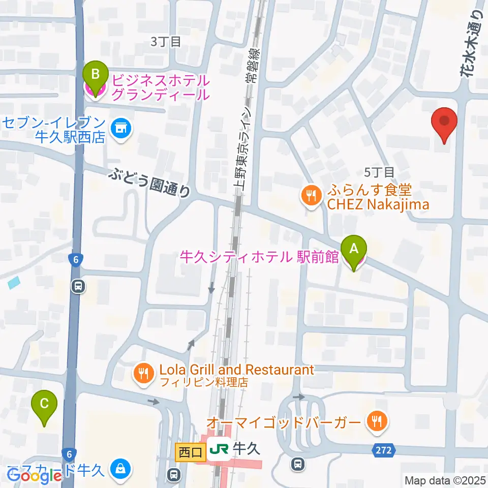 セイワ楽器 牛久センター周辺のホテル一覧地図