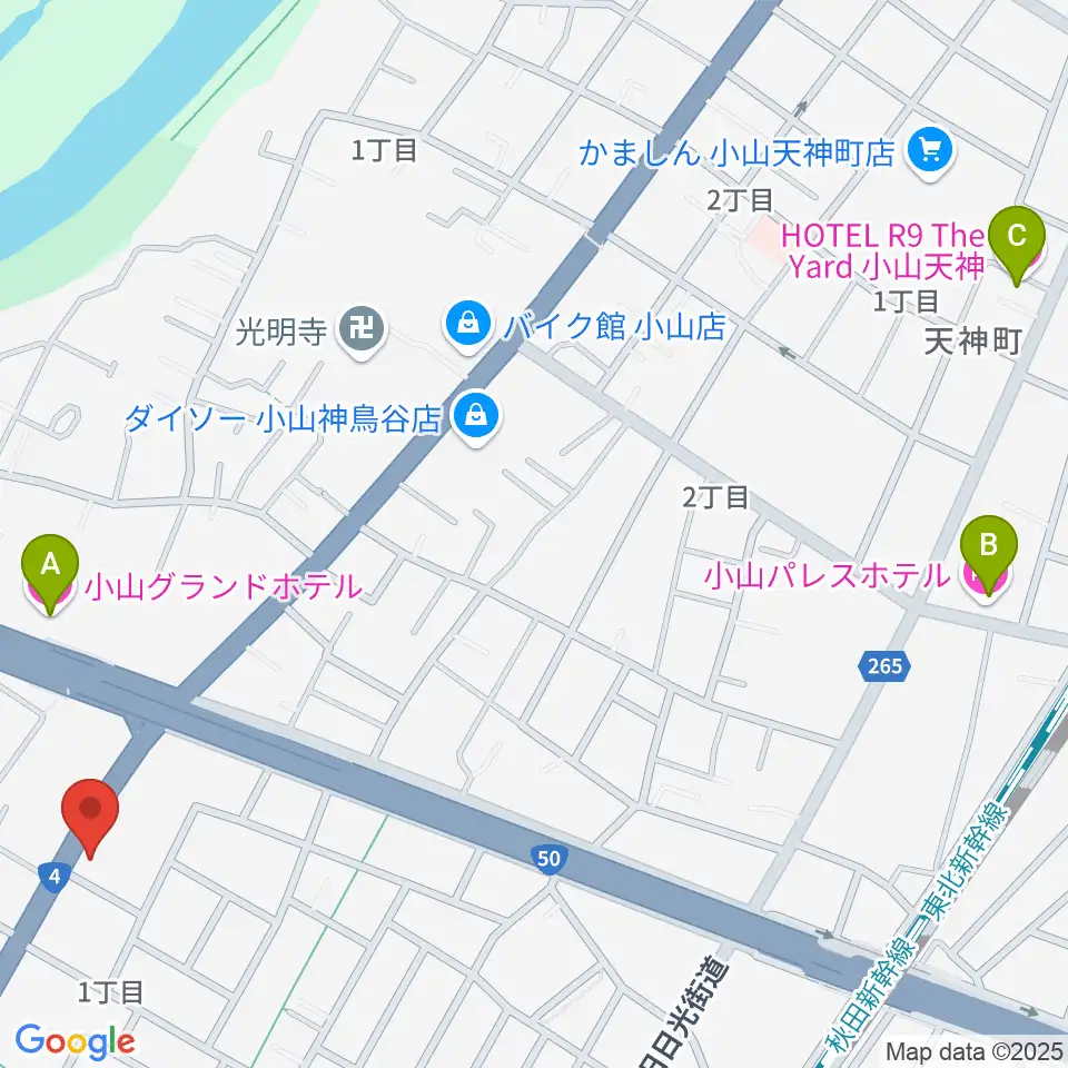 小山センター ヤマハミュージック周辺のホテル一覧地図