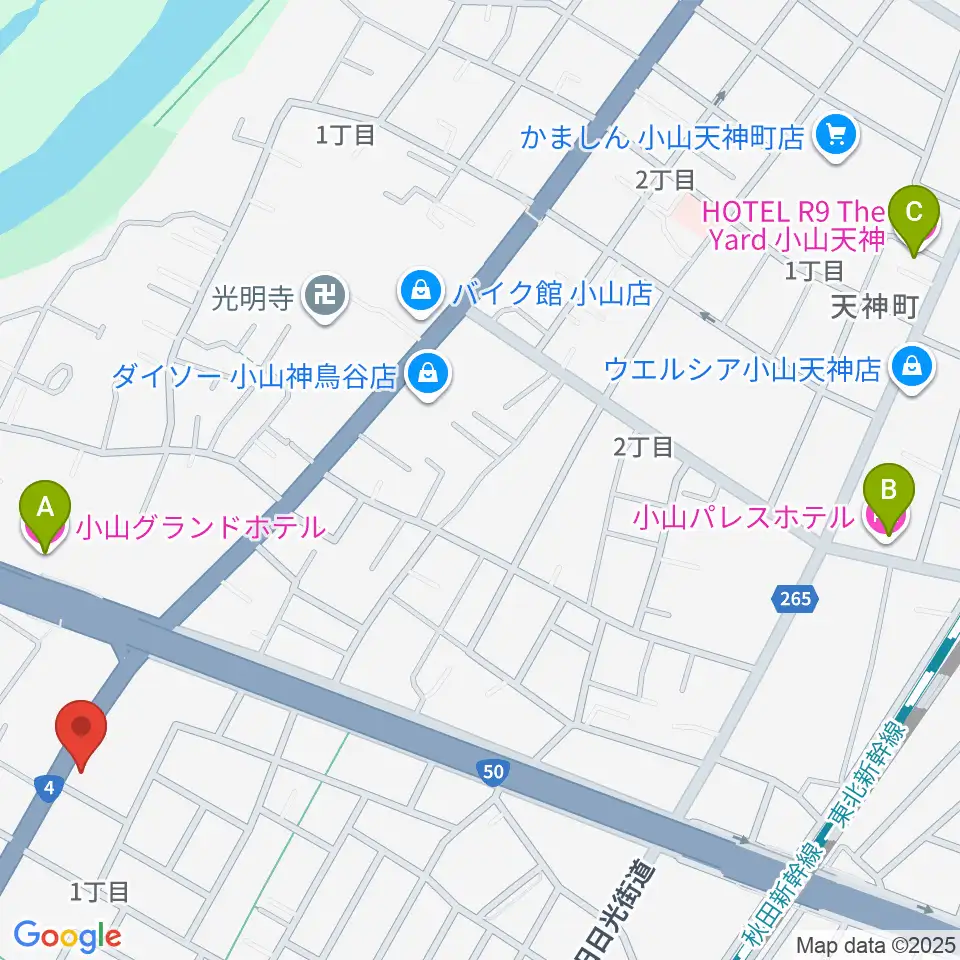 小山センター ヤマハミュージック周辺のホテル一覧地図