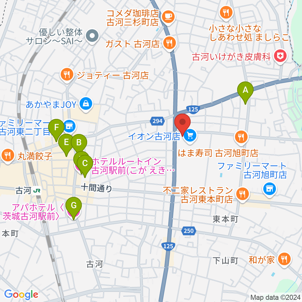 イオン古河センター ヤマハミュージック周辺のホテル一覧地図