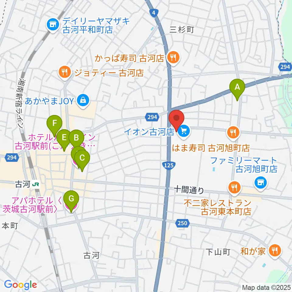 イオン古河センター ヤマハミュージック周辺のホテル一覧地図