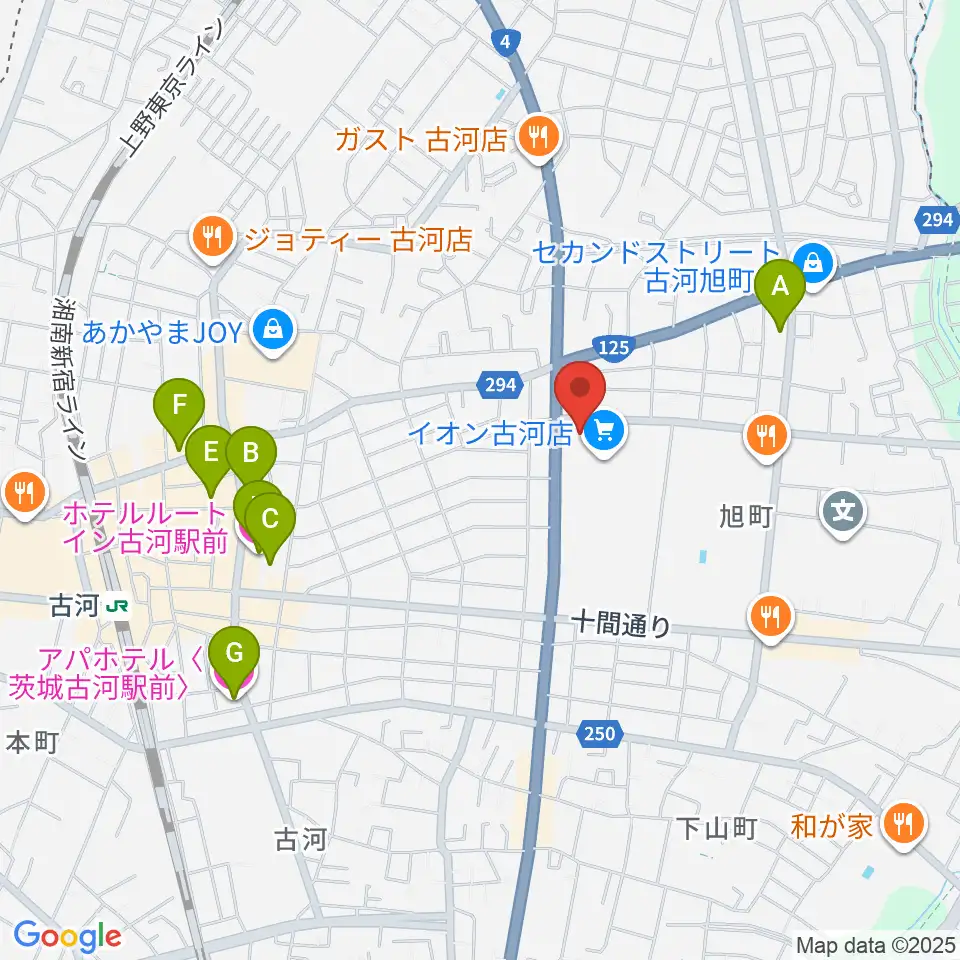 イオン古河センター ヤマハミュージック周辺のホテル一覧地図