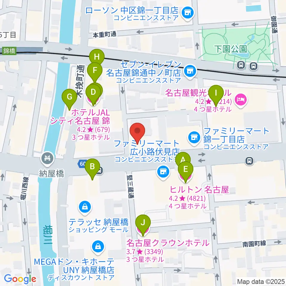 ヤマハミュージック 名古屋店周辺のホテル一覧地図