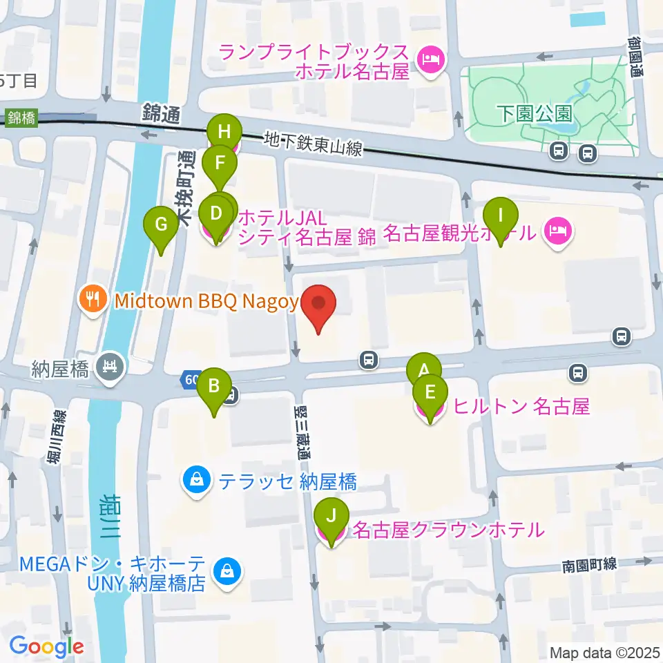 ヤマハミュージック 名古屋店周辺のホテル一覧地図
