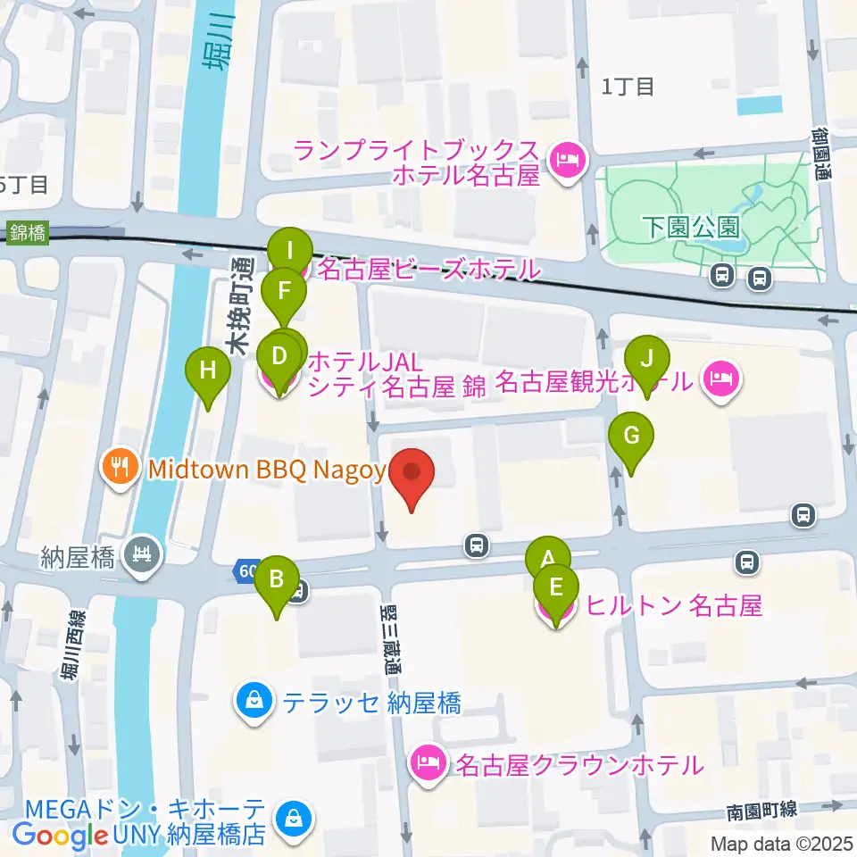 ヤマハミュージック 名古屋店周辺のホテル一覧地図