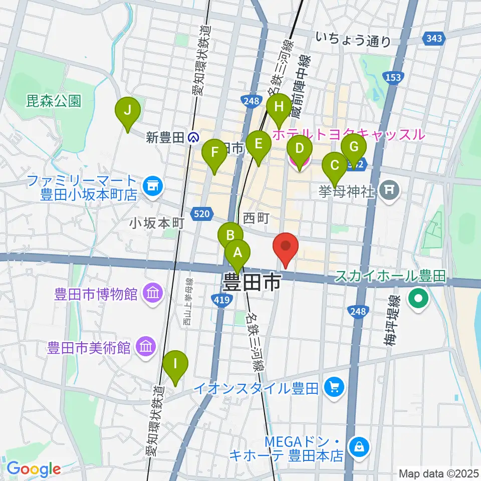 第一楽器 豊田元城店周辺のホテル一覧地図