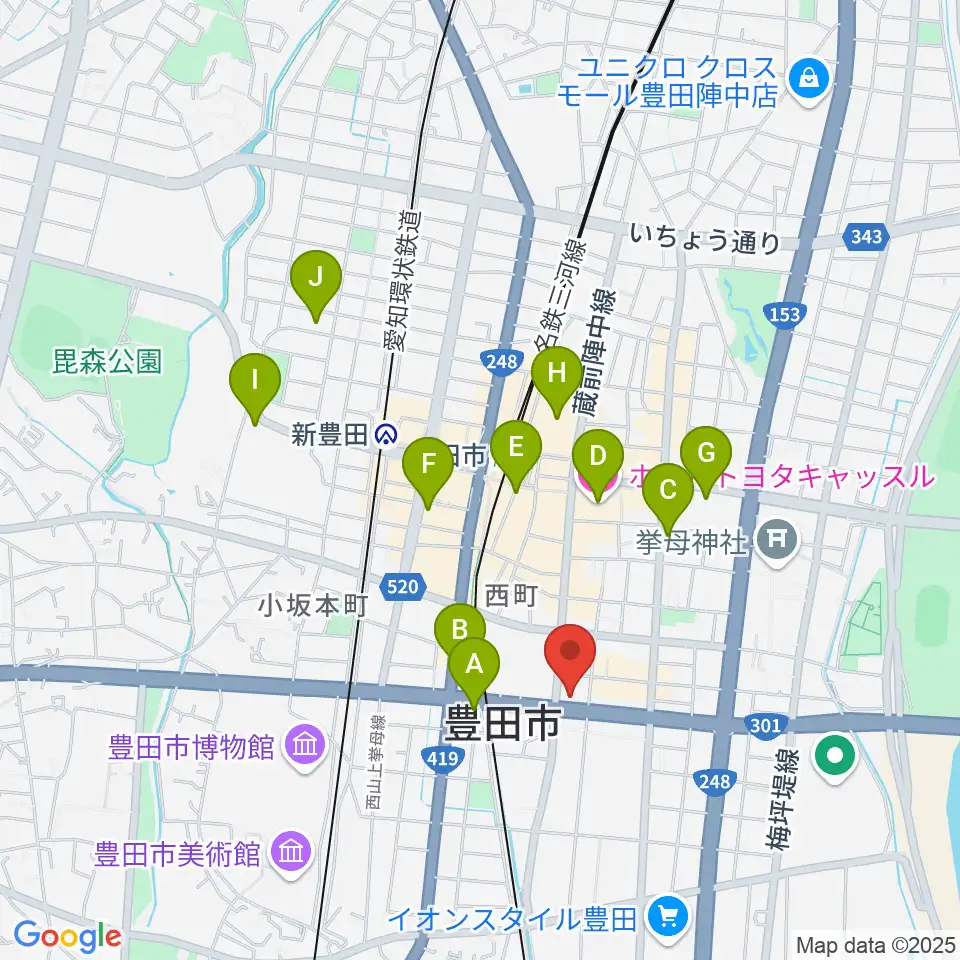 第一楽器 豊田元城店周辺のホテル一覧地図