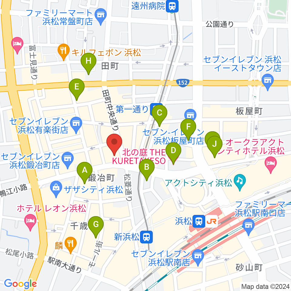 ヤマハミュージック 浜松店周辺のホテル一覧地図