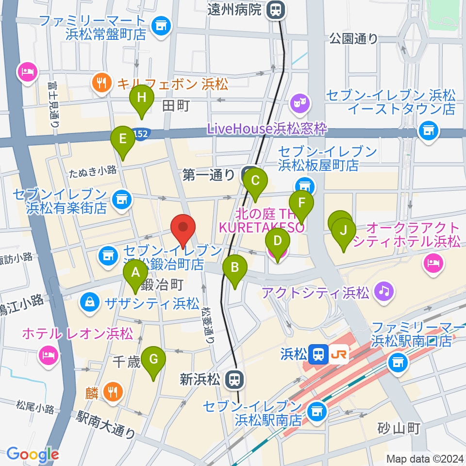 ヤマハミュージック 浜松店周辺のホテル一覧地図