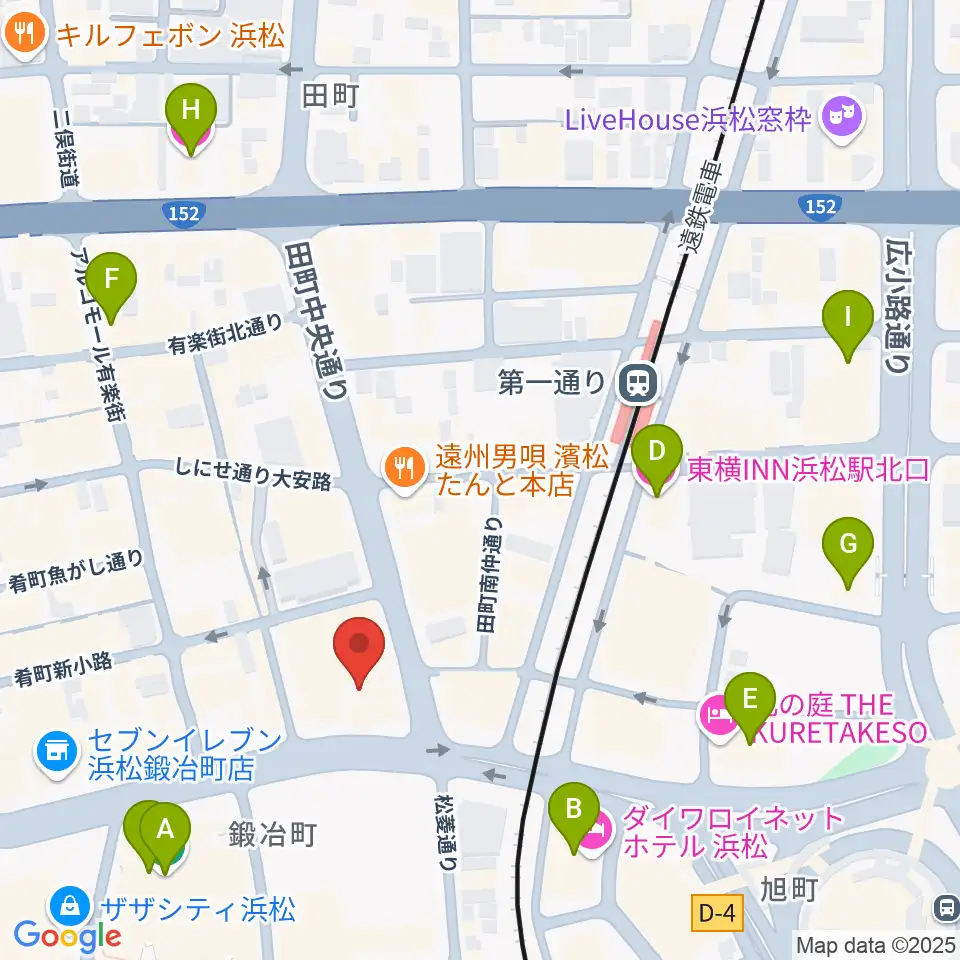 ヤマハミュージック 浜松店周辺のホテル一覧地図