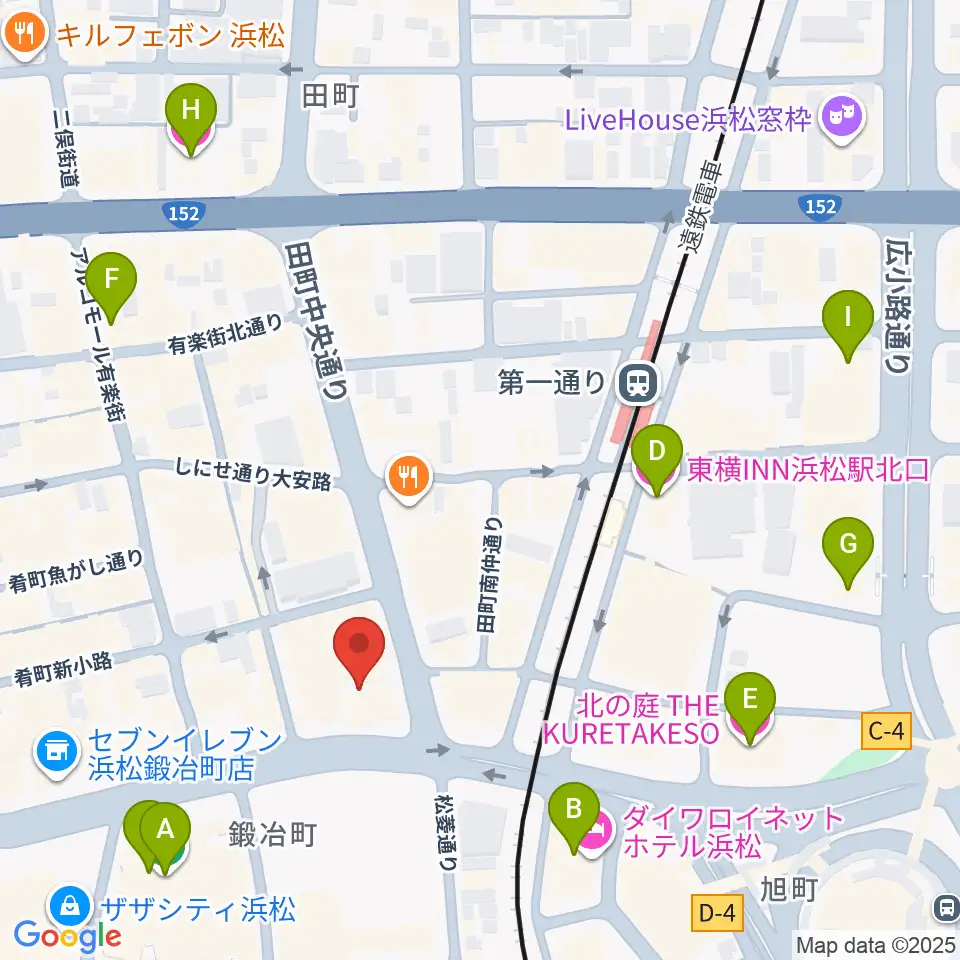 ヤマハミュージック 浜松店周辺のホテル一覧地図