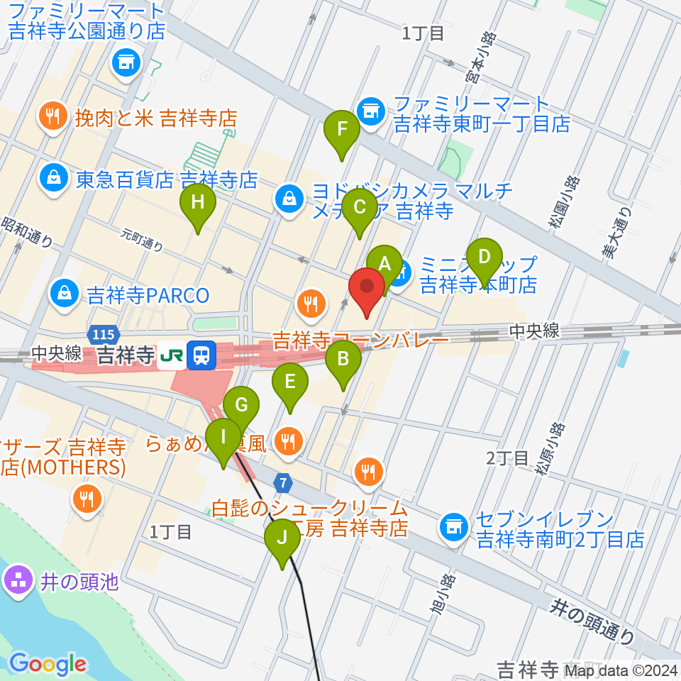 シャコンヌ東京吉祥寺店周辺のホテル一覧地図