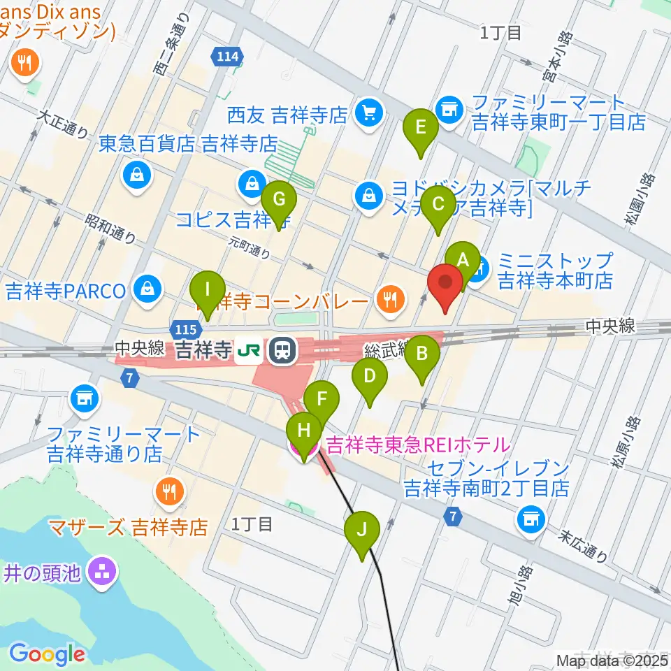 シャコンヌ東京吉祥寺店周辺のホテル一覧地図