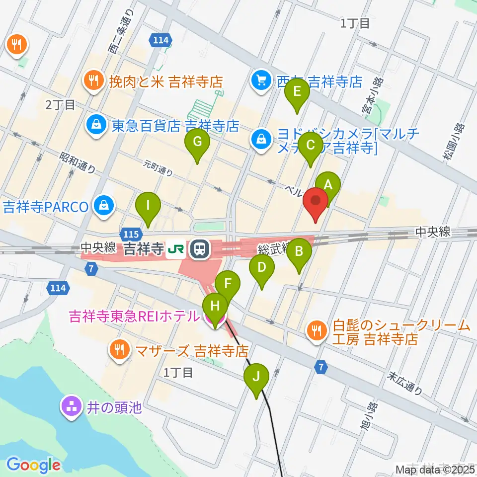 シャコンヌ東京吉祥寺店周辺のホテル一覧地図