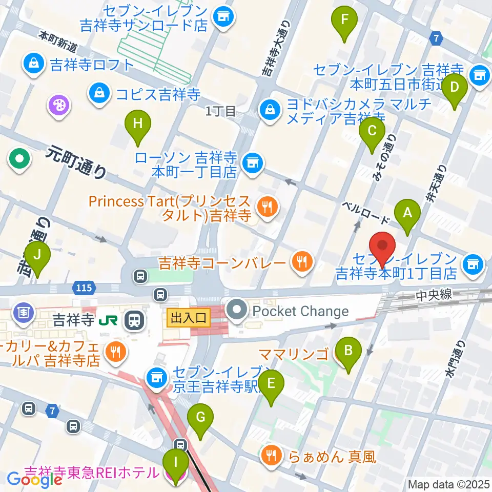 シャコンヌ東京吉祥寺店周辺のホテル一覧地図