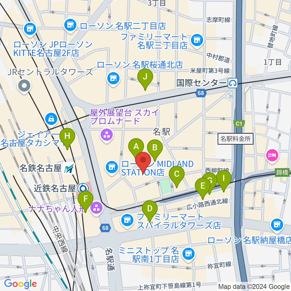 ミュージックアベニュー名駅周辺のホテル一覧地図