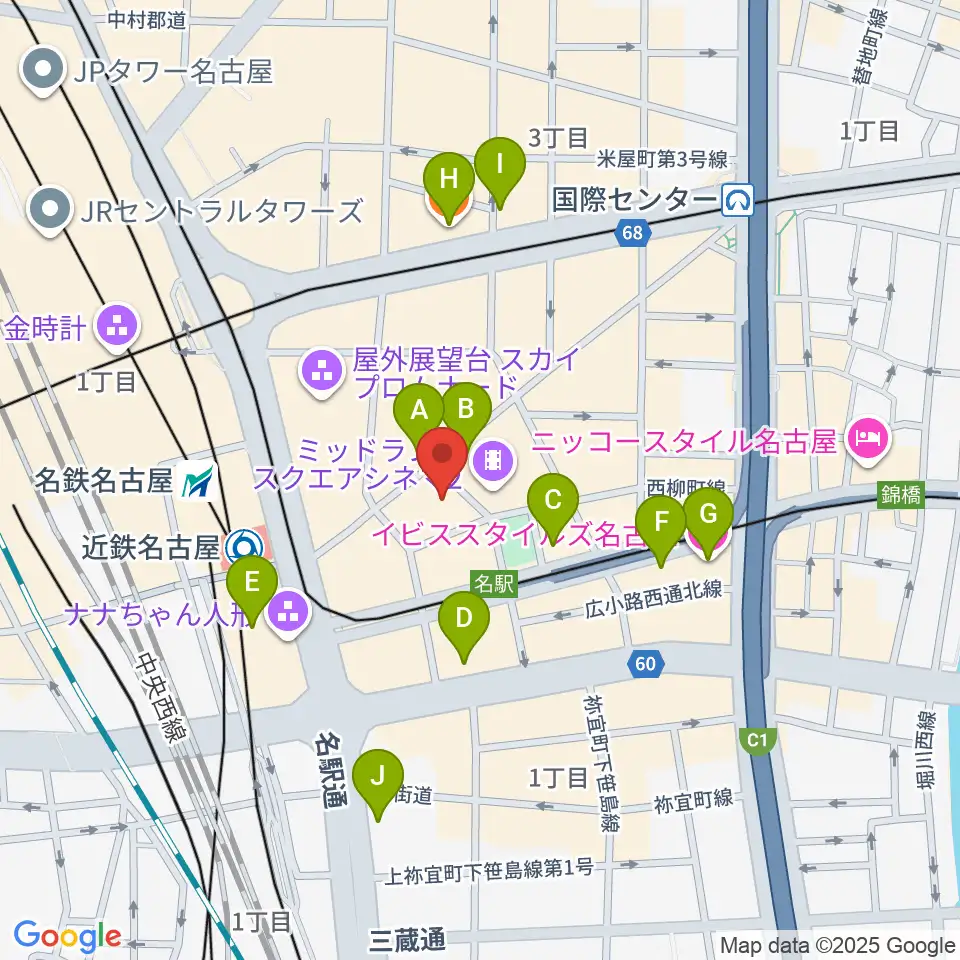 ミュージックアベニュー名駅周辺のホテル一覧地図
