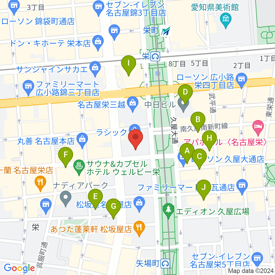 ミュージックアベニュー栄 ヤマハミュージック周辺のホテル一覧地図
