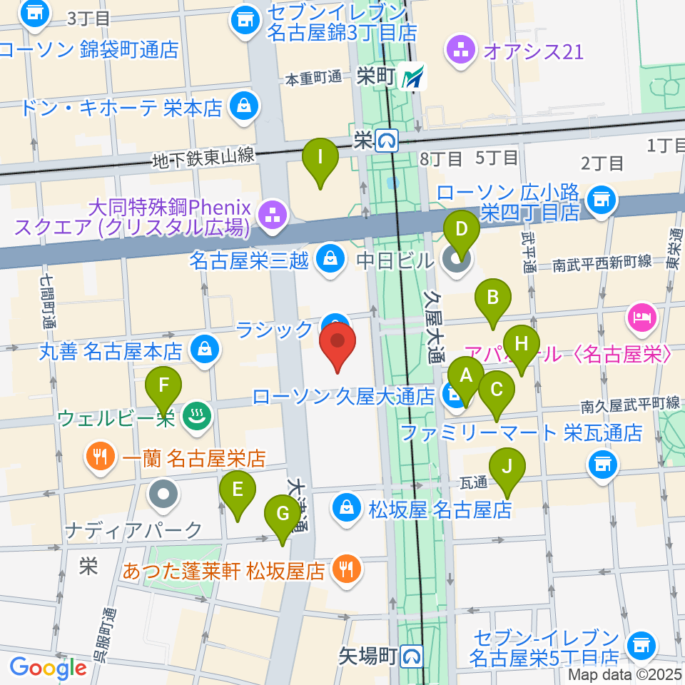 ミュージックアベニュー栄 ヤマハミュージック周辺のホテル一覧地図