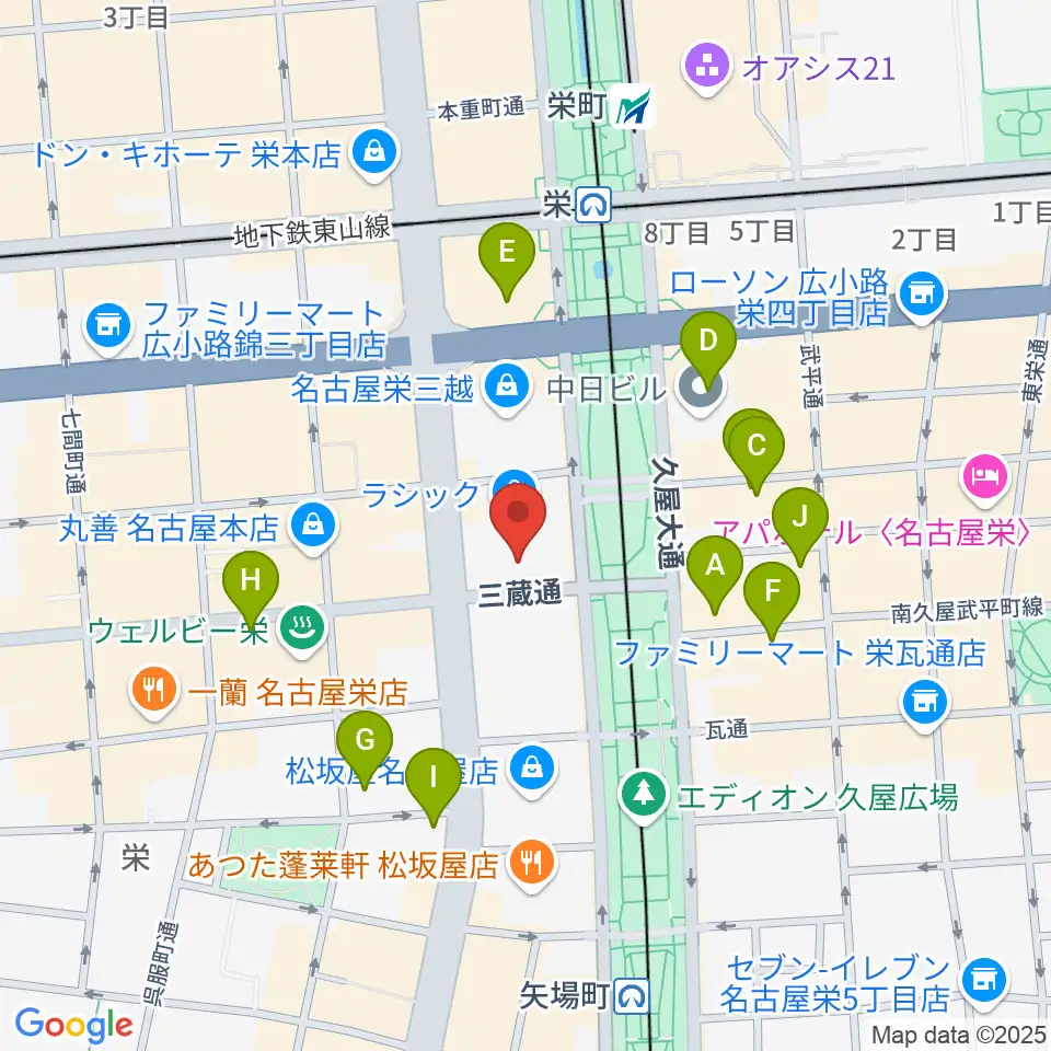 ミュージックアベニュー栄 ヤマハミュージック周辺のホテル一覧地図