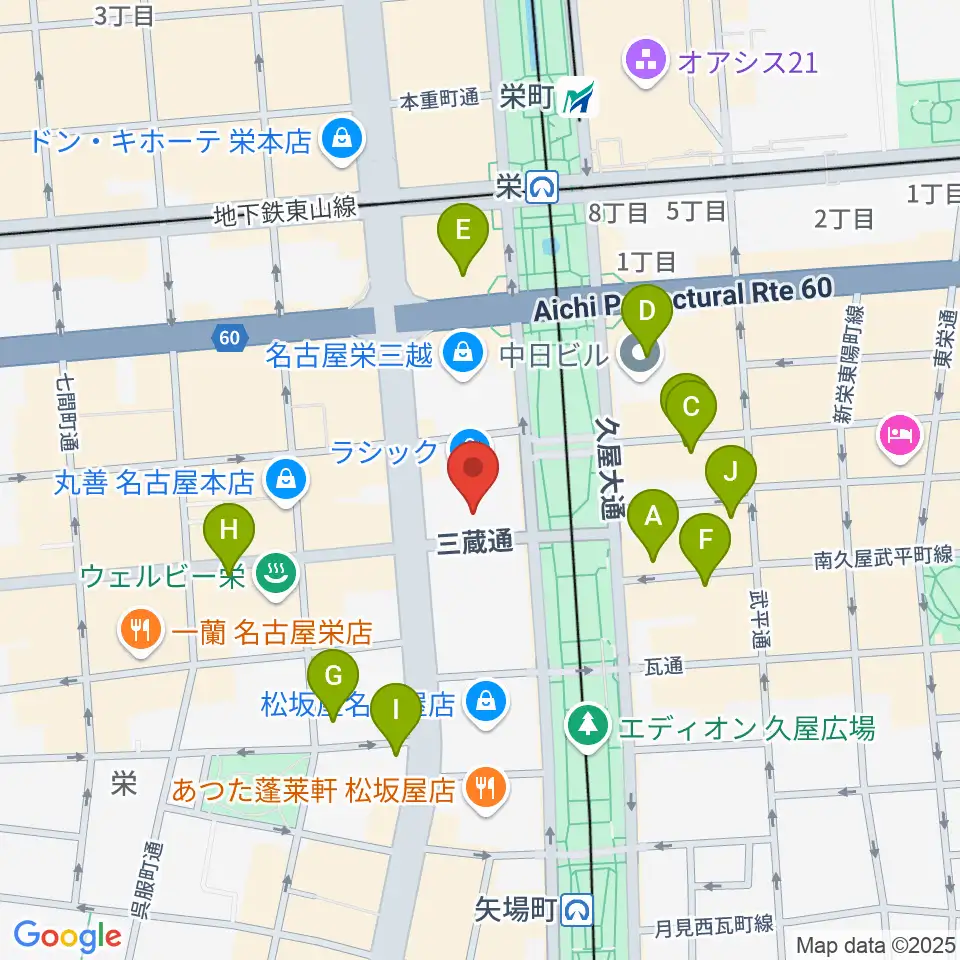 ミュージックアベニュー栄 ヤマハミュージック周辺のホテル一覧地図