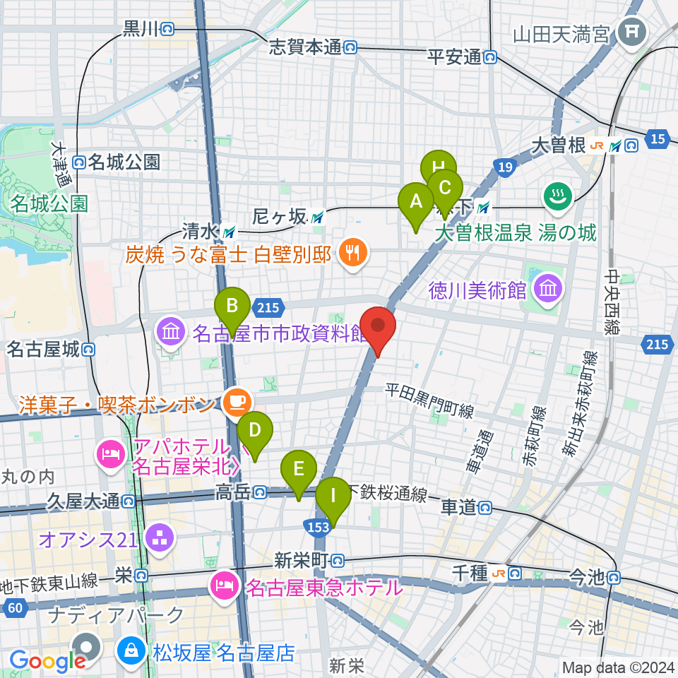 徳川センター ヤマハミュージック周辺のホテル一覧地図