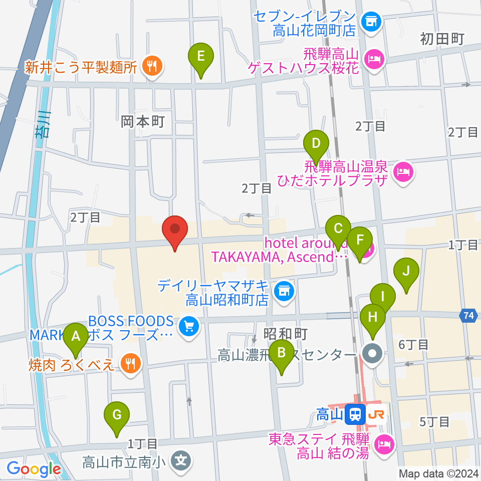 コサカ楽器カルパティオ店周辺のホテル一覧地図