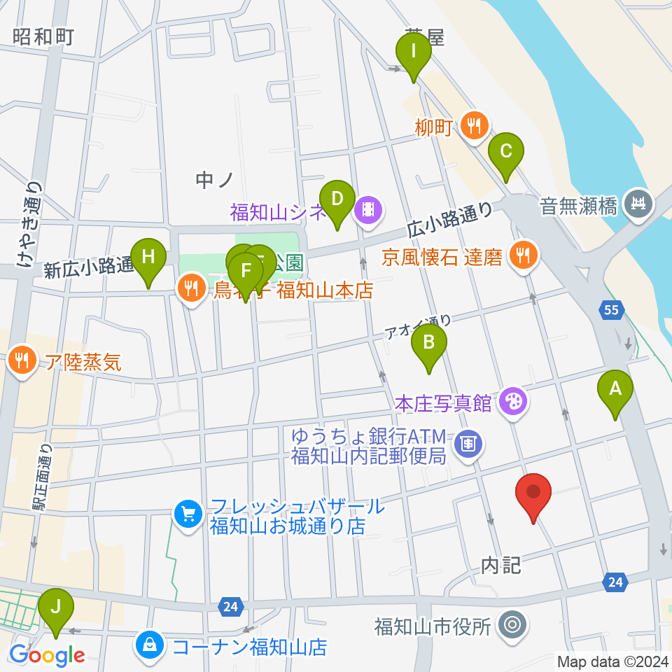 三字屋楽器店周辺のホテル一覧地図