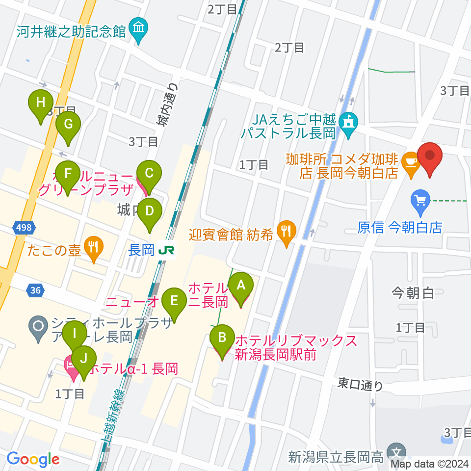 わたじん楽器 長岡店　周辺のホテル一覧地図