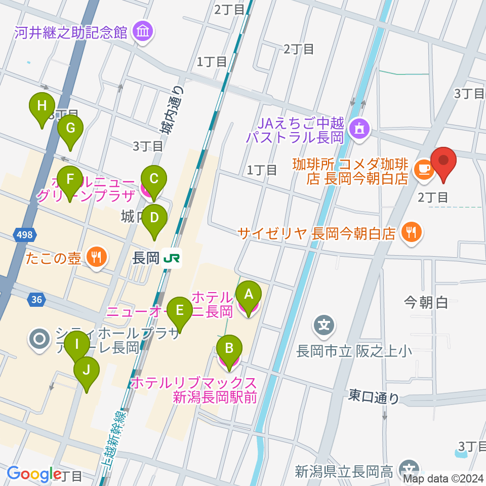 わたじん楽器 長岡店　周辺のホテル一覧地図