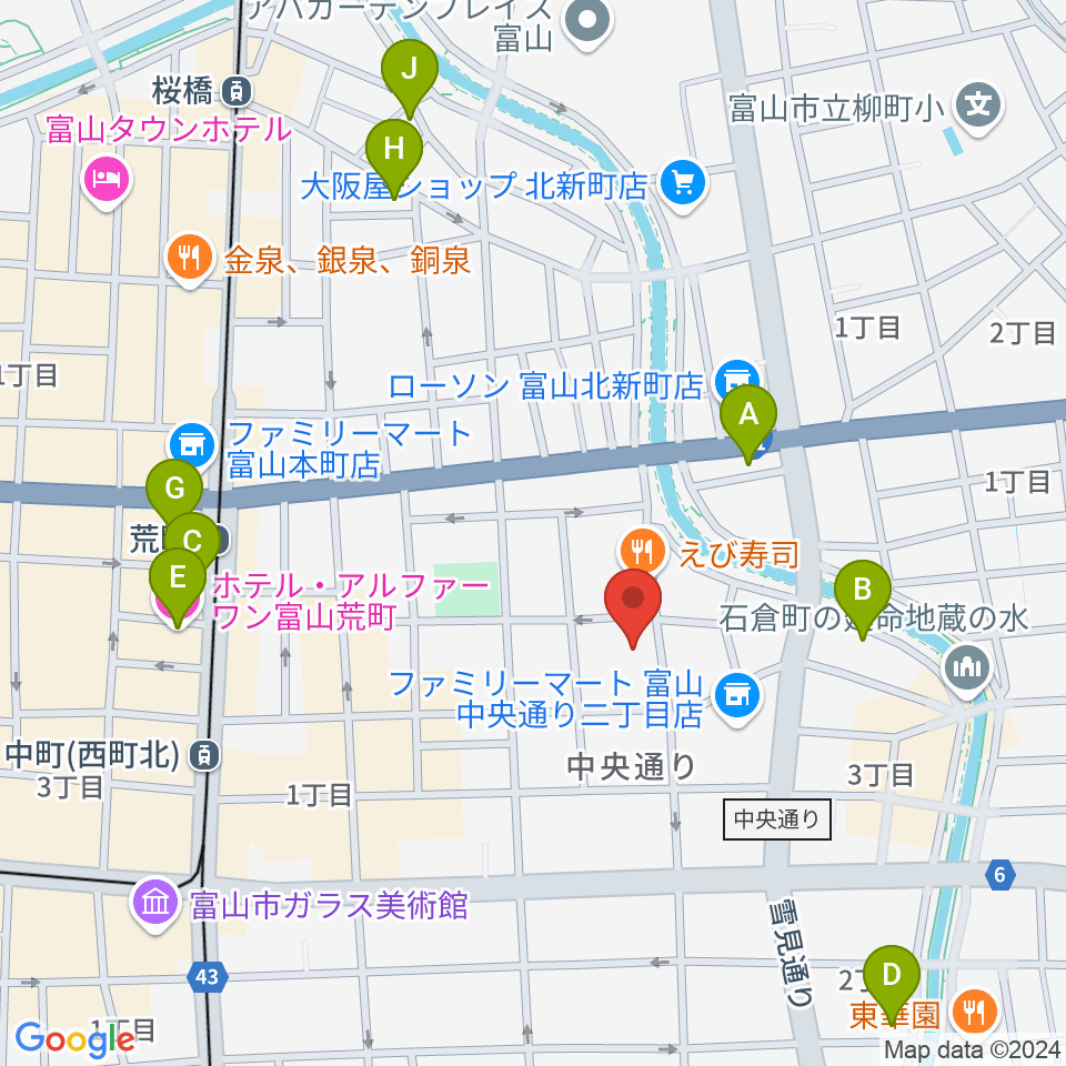 MPC富山周辺のホテル一覧地図