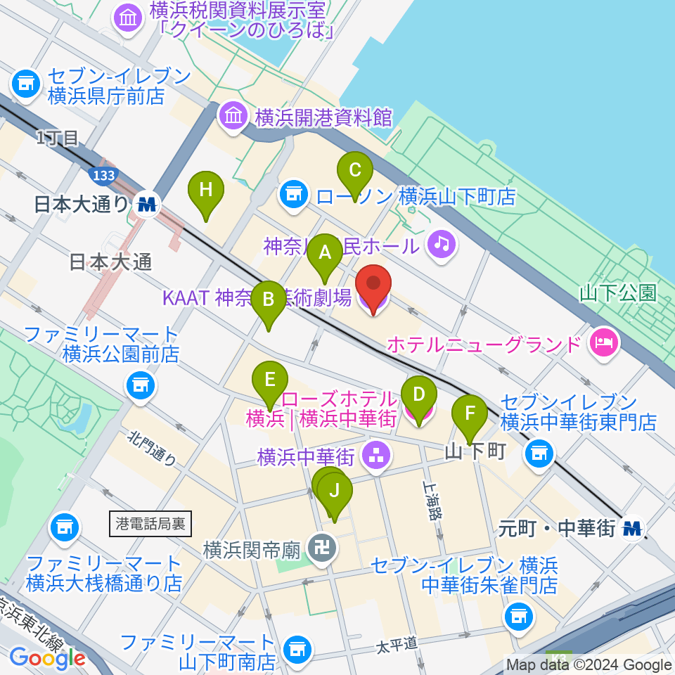 KAAT神奈川芸術劇場周辺のホテル一覧地図