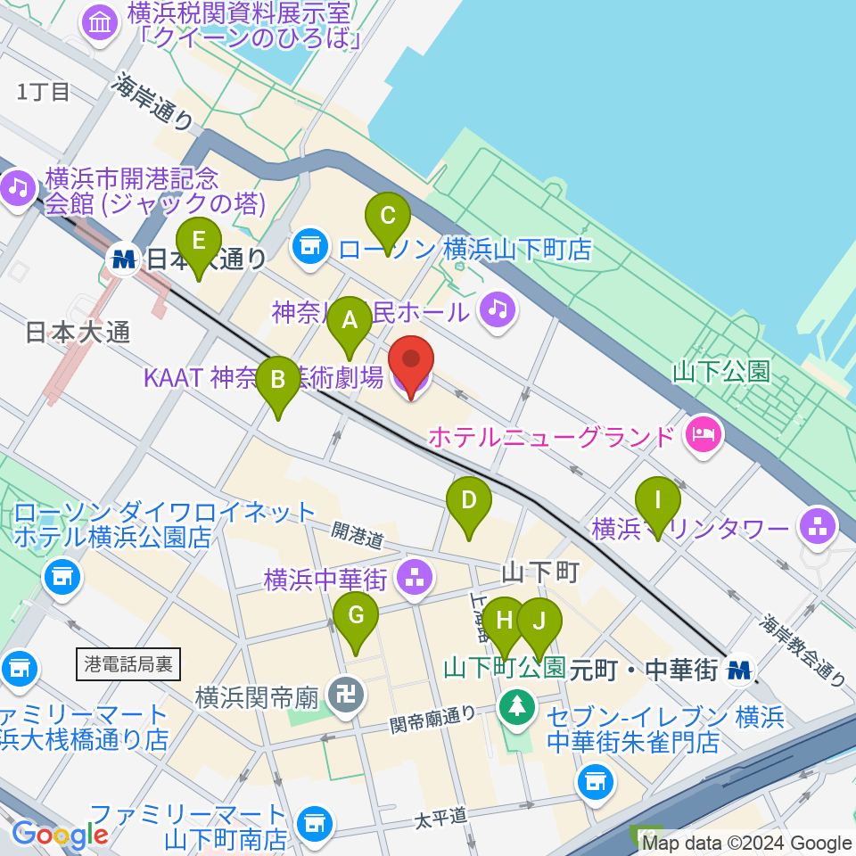 KAAT神奈川芸術劇場周辺のホテル一覧地図