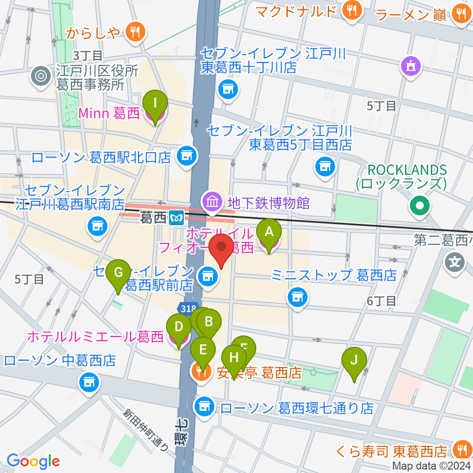 葛西Clioピアノ教室周辺のホテル一覧地図