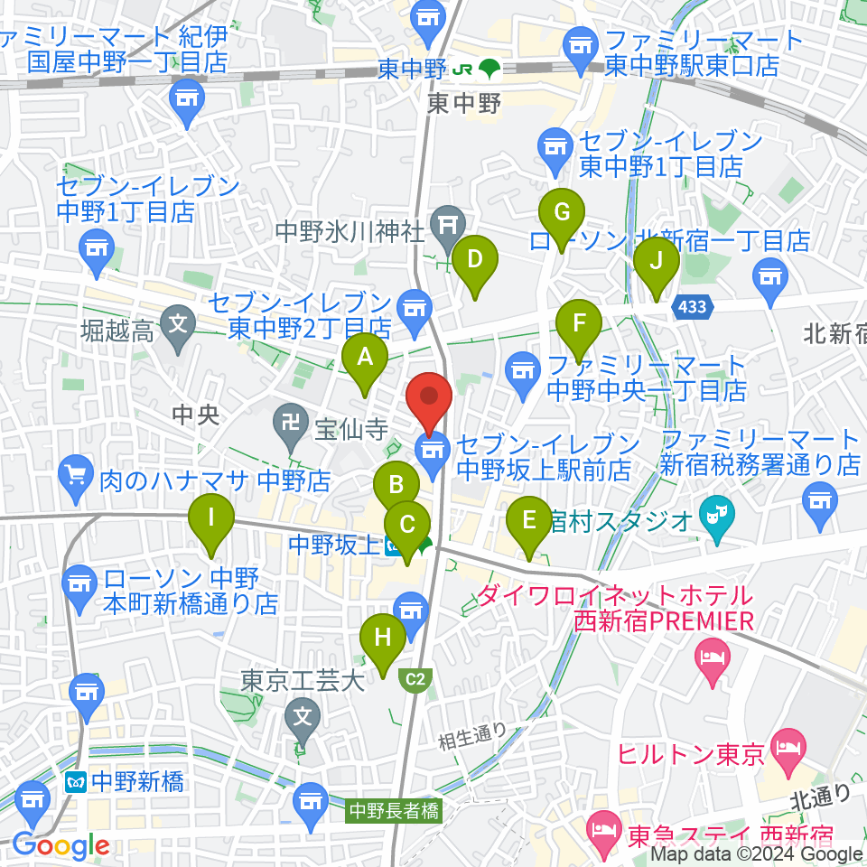 D,IOS中野坂上スタジオ周辺のホテル一覧地図