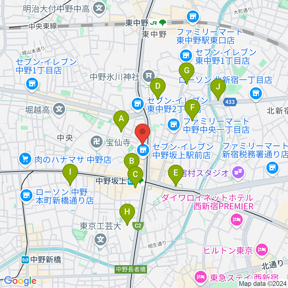 D,IOS中野坂上スタジオ周辺のホテル一覧地図