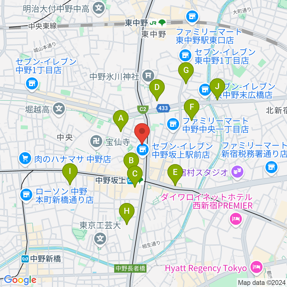 D,IOS中野坂上スタジオ周辺のホテル一覧地図